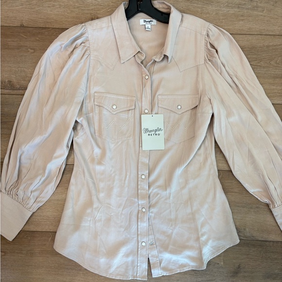 Wrangler Tops - Wrangler Women's Beige Button-Down Shirt